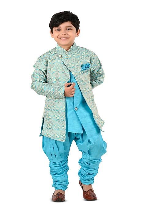 Boys Mandarin Collar Long Sleeve Kurta With Pyjamas