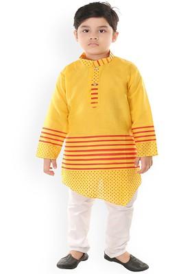 Boys Striped Pure Cotton Kurta With Trousers