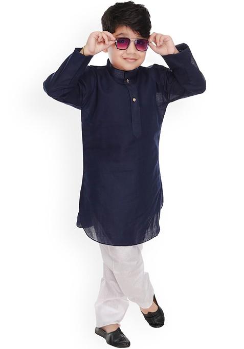 Boys Regular Pure Cotton Kurta With Pyjamas And Dupatta — view on Indya