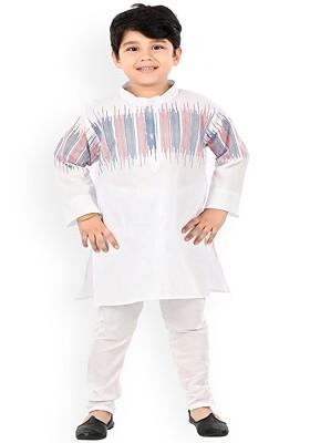 Boys Striped Pure Cotton Kurta With Pyjamas