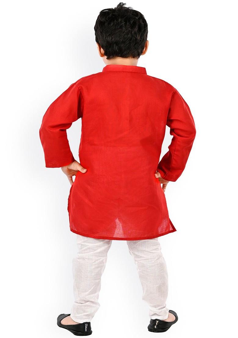 Boys Ethnic Motifs Printed Regular Pure Cotton Kurta With Churidar - Indya