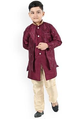 Boys Mandarin Collar Regular Kurta With Pyjamas