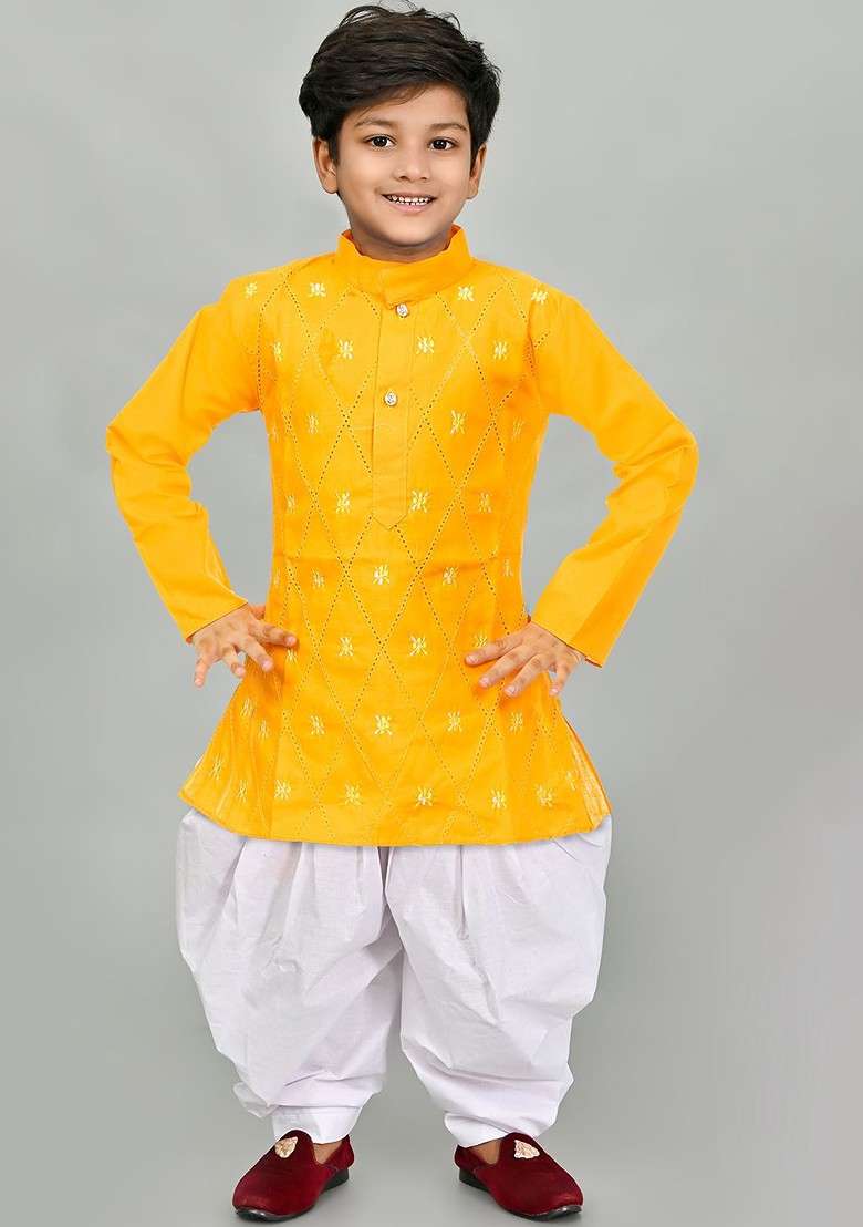 Boys Ethnic Embroidered Regular Sequinned Kurta With Patiala - Indya