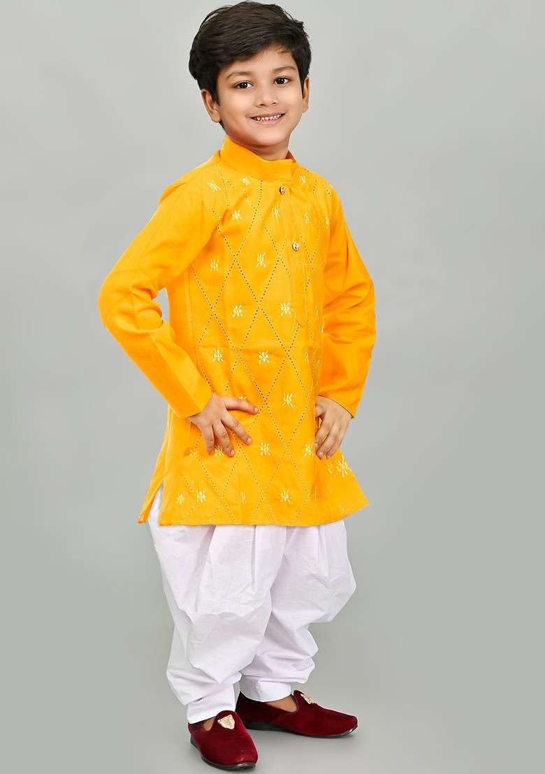 Boys Ethnic Embroidered Regular Sequinned Kurta With Patiala - Indya