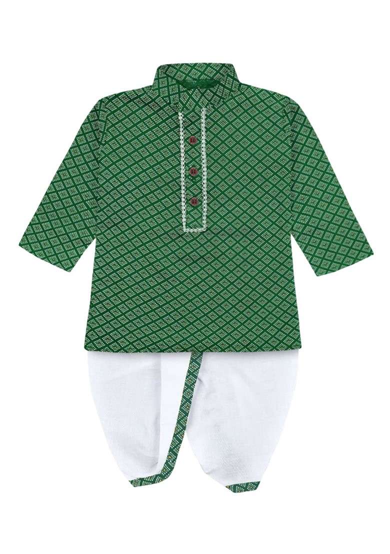 Boys Ethnic Motifs Printed Regular Straight Kurta With Dhoti Pants - Indya