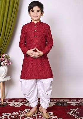 Boys Embroidered Regular Sequinned Kurta With Patiala