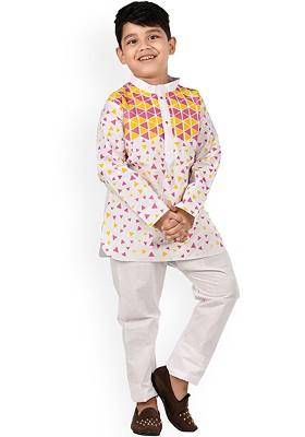Boys Printed Regular Pure Cotton Kurta With Pyjamas