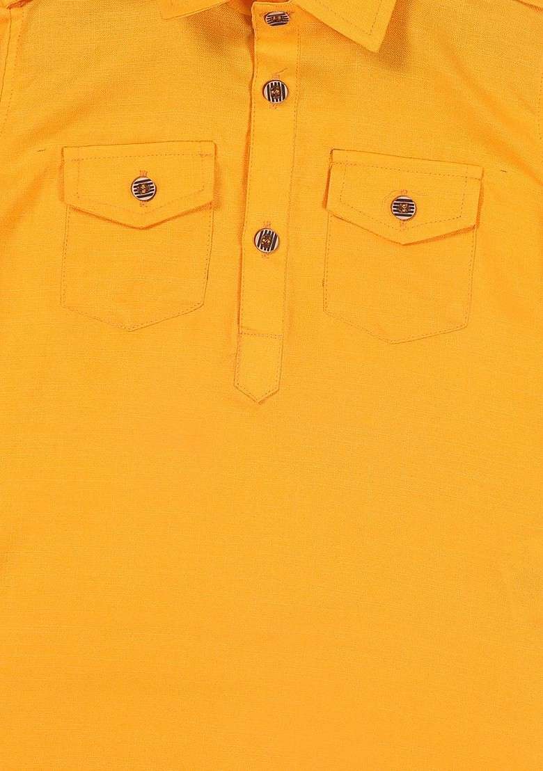 Boys Yellow And Cream Coloured Kurta With Patiala - Indya