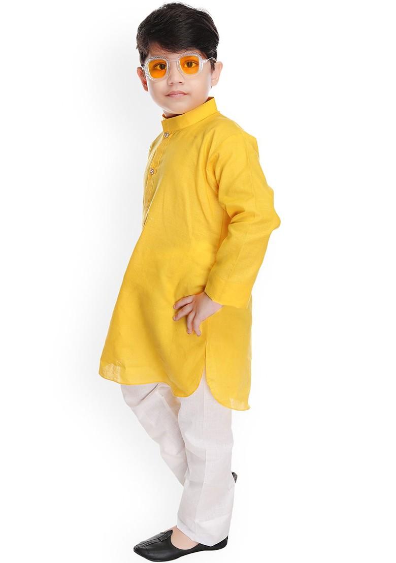 Boys Pure Cotton Kurta With Pyjamas - Indya