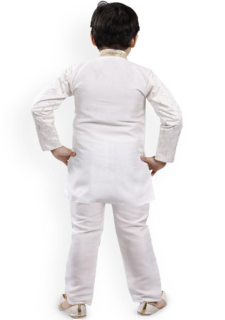 Boys Ethnic Motifs Thread Work Kurta With Trousers Set - Indya