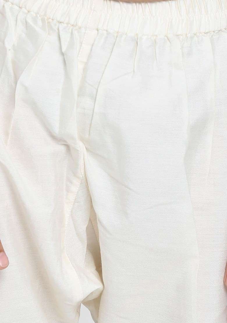 Boys Cream Coloured Kurta With Pyjamas Comes With Woven Design Nehru Jacket - Indya