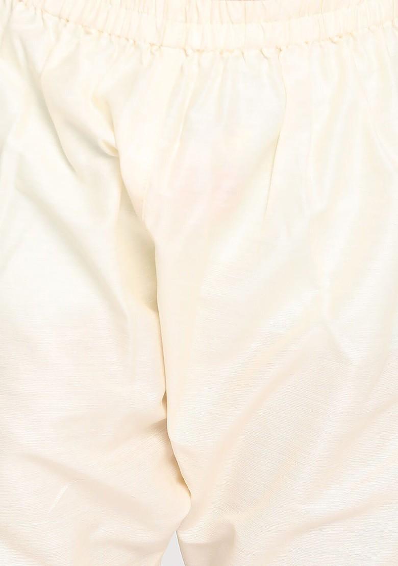 Boys Cream Coloured Solid A Line Kurta And Pyjamas With Nehru Jacket - Indya