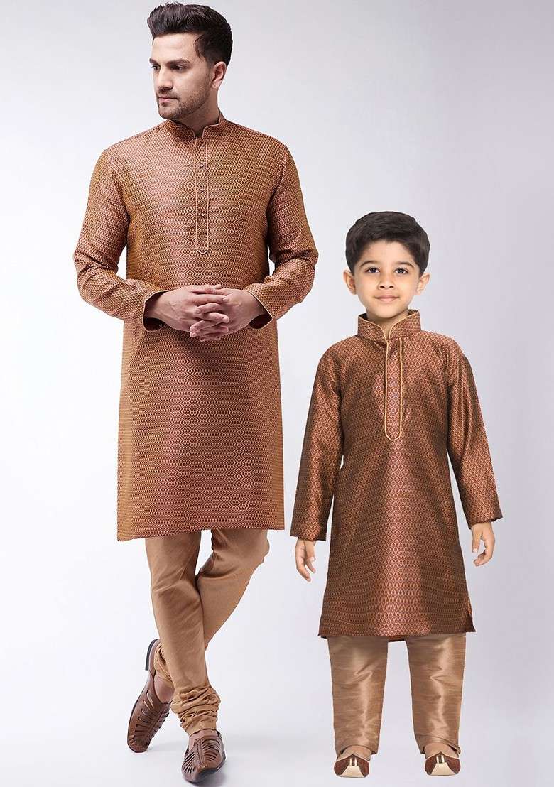 Boys Maroon Regular Kurta With Pyjamas - Indya