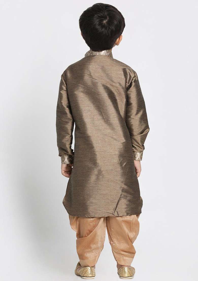 Boys Ethnic Motifs Printed Mandarin Collar Kurta With Dhoti Pants - Indya