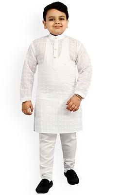 Boys Mandarin Collar Striped Regular Kurta With Pyjamas
