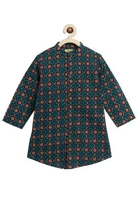 Boys Floral Printed Regular Pure Cotton Kurta With Trousers