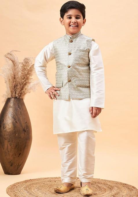 Boys Kurta And Pyjamas With Nehru Jacket — view on Indya