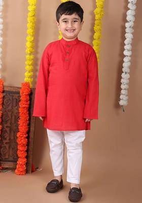 Boys Pure Cotton Kurta With Trousers