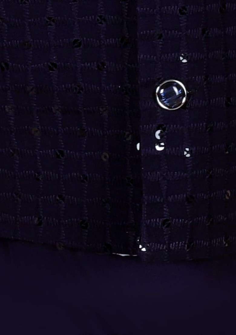 Boys Regular Sequinned Mandarin Collar Straight Kurta With Pyjama With Jacket - Indya
