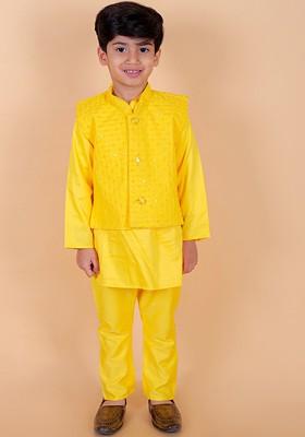 Boys Regular Sequinned Kurta With Pyjamas