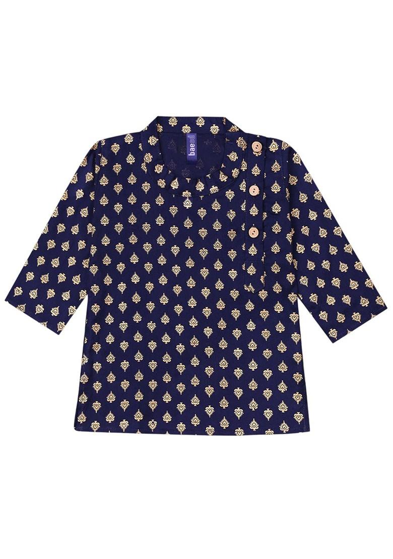 Boys Paisley Printed Regular Straight Kurta With Dhoti Pants - Indya