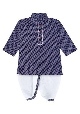 Boys Ethnic Motifs Printed Regular Straight Kurta With Dhoti Pants