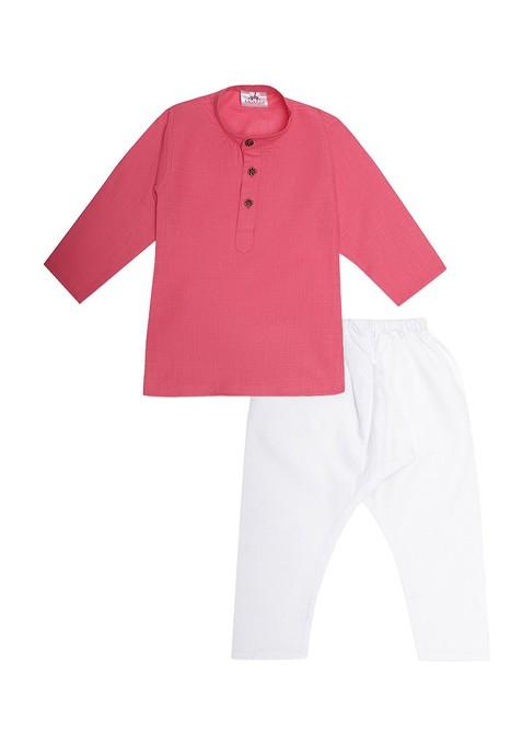 Boys Band Collar Straight Kurta With Pyjamas