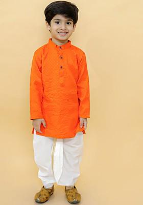 Boys Mandarin Collar Kurta With Dhoti Pants