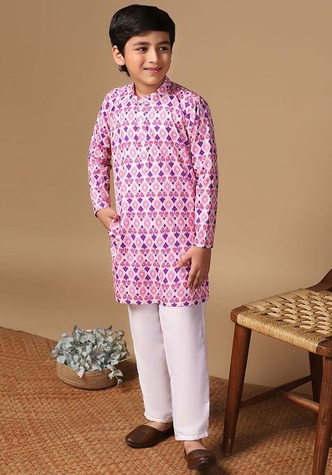 Boys Printed Kurta With Pyjama