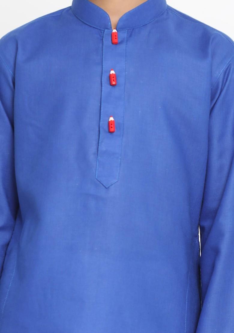 Boys Long Sleeves Kurta With Pyjamas - Indya