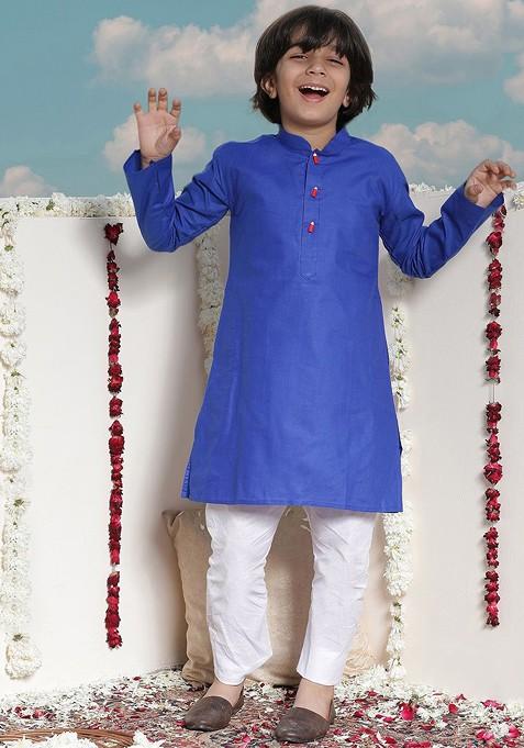 Boys Long Sleeves Kurta With Pyjamas — view on Indya