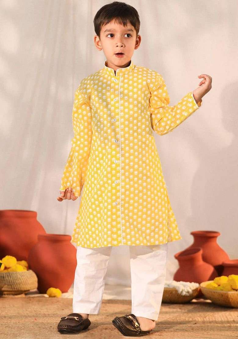 Boys Ethnic Motifs Printed Regular Kurta With Pyjamas - Indya