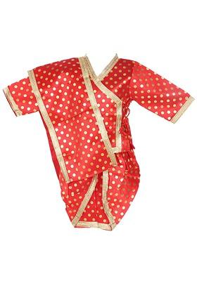 Boys Geometric Printed Angrakha Pure Cotton Kurta With Dhoti Pants