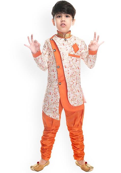 Boys Floral Printed Regular Kurta With Pyjamas — view on Indya