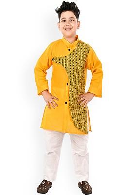 Boys Ethnic Motifs Printed Regular Pure Cotton Kurta With Pyjamas