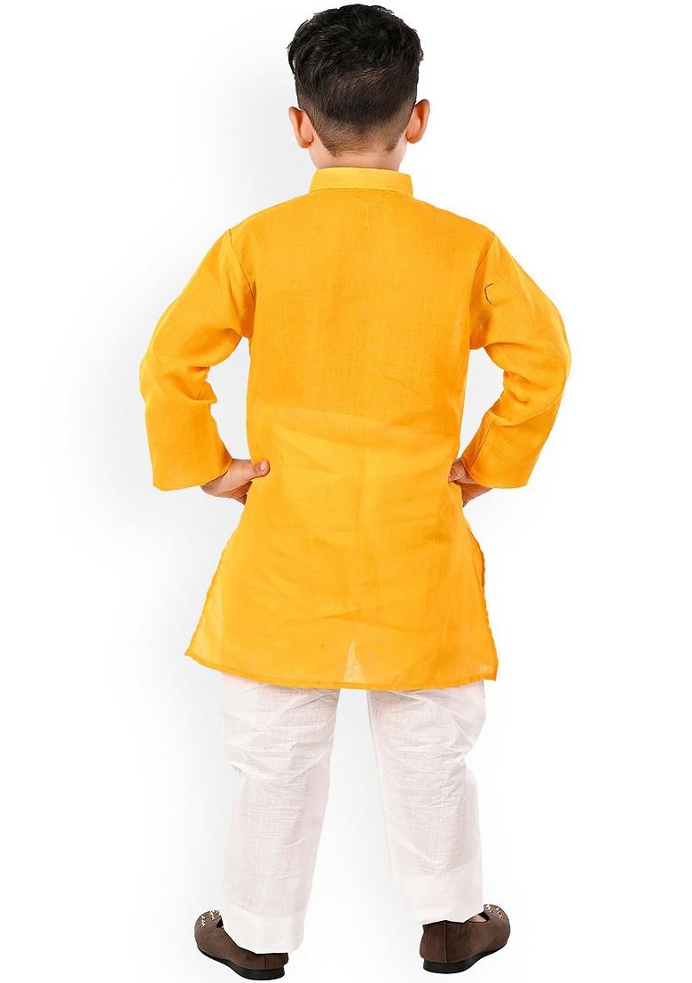Boys Ethnic Motifs Printed Regular Pure Cotton Kurta With Pyjamas - Indya