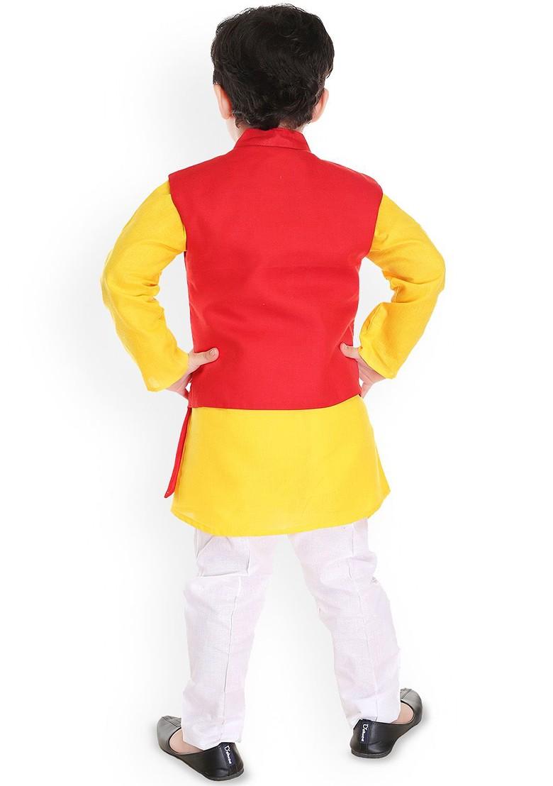 Boys Mandarin Collar Kurta With Trousers - Indya