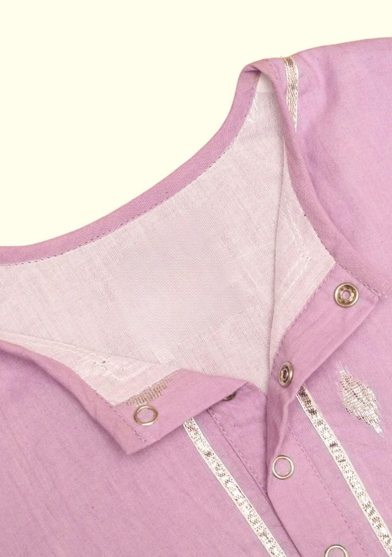 Purple Woven Design Cotton Kurta Dhoti Set For Boys - Indya