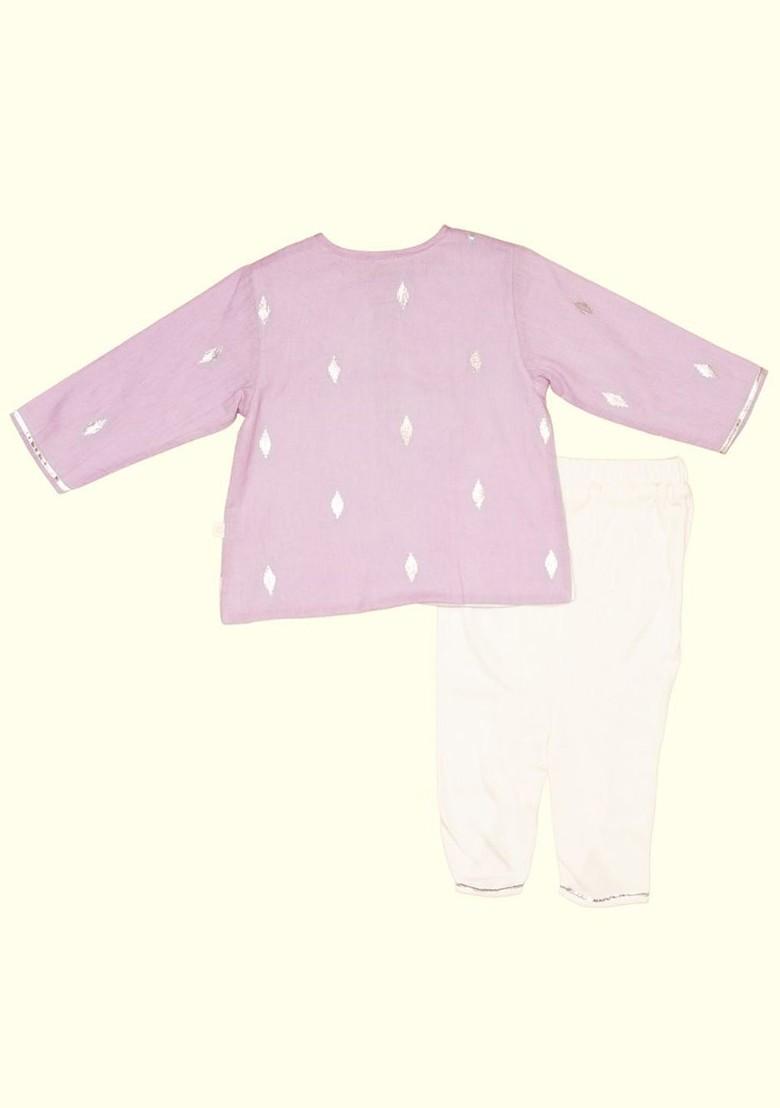 Purple Woven Design Cotton Kurta Dhoti Set For Boys - Indya