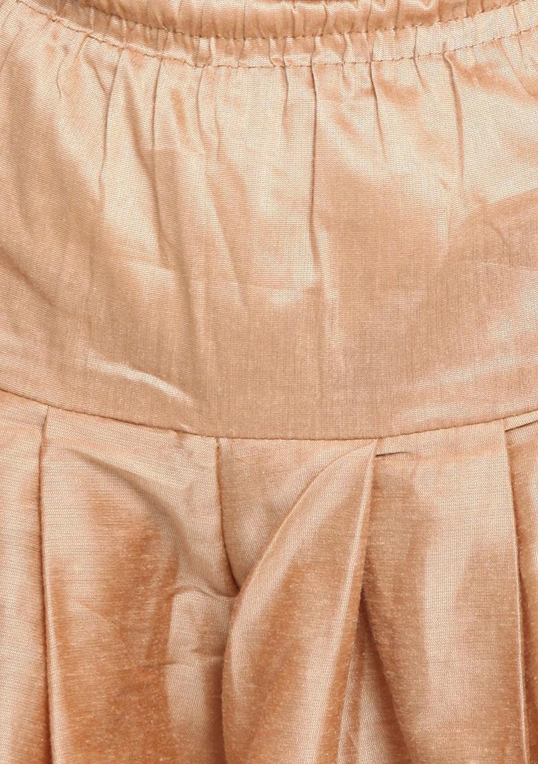 Gold Woven Design Blended Kurta Dhoti Set For Boys - Indya