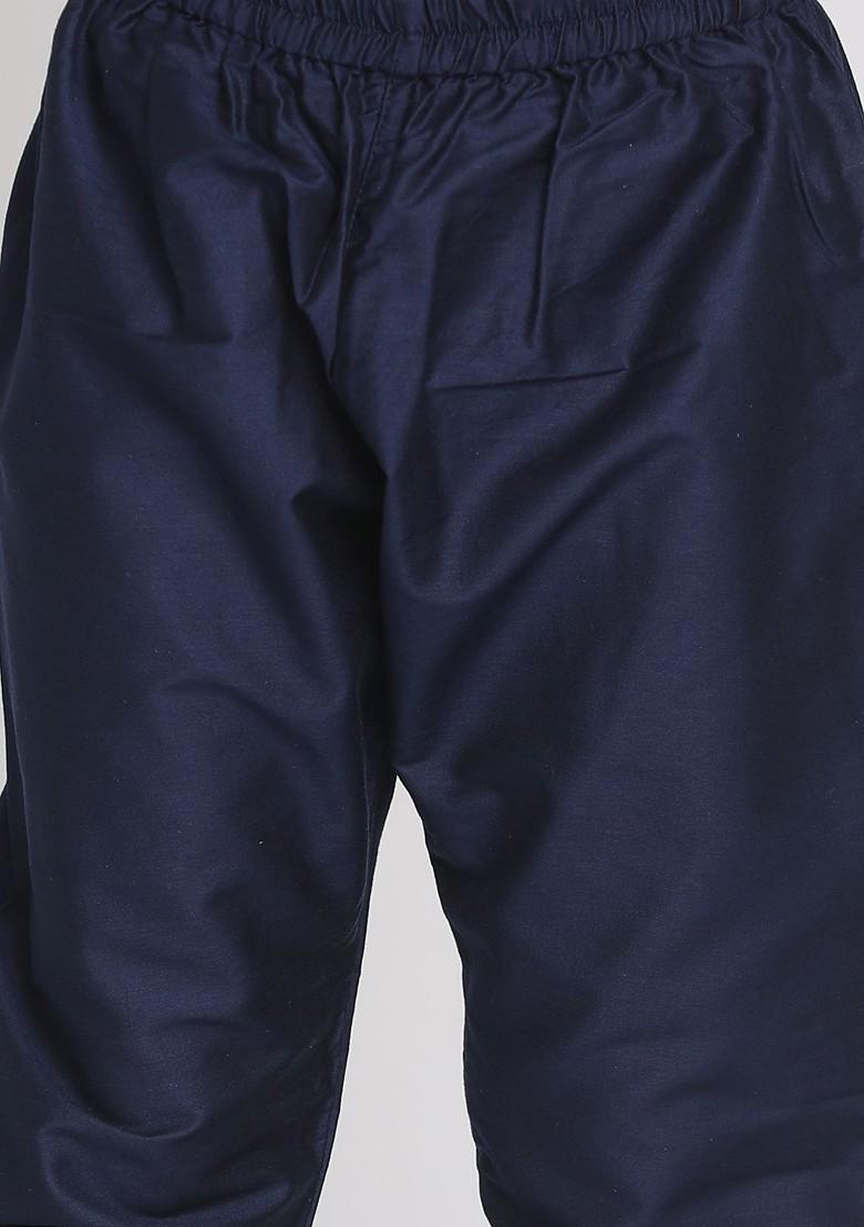 Purple Embroidered Blended Kurta Set For Boys - Indya