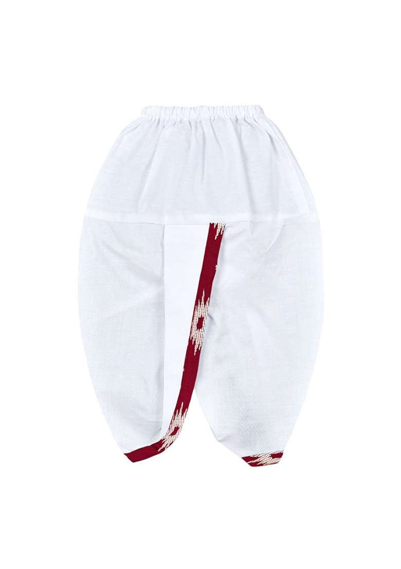 Maroon Printed Blended Kurta Dhoti Set For Boys - Indya