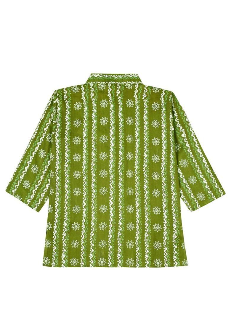 Green Printed Blended Kurta Dhoti Set For Boys - Indya