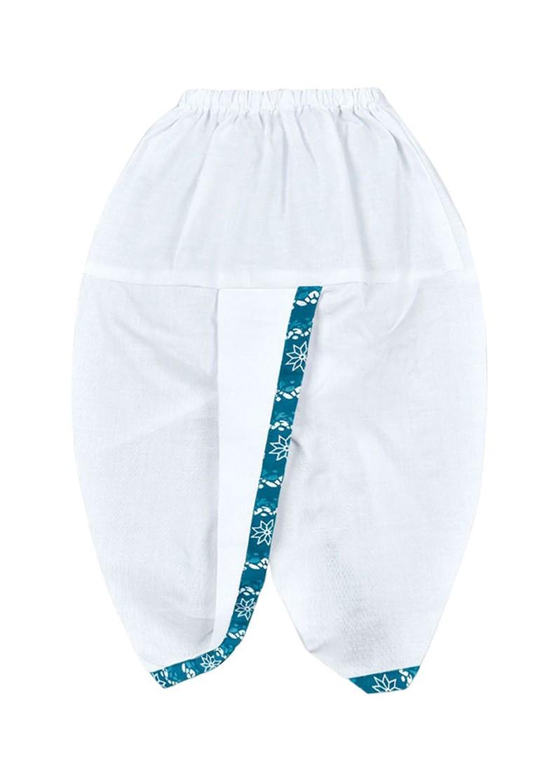 Blue Printed Blended Kurta Dhoti Set For Boys - Indya