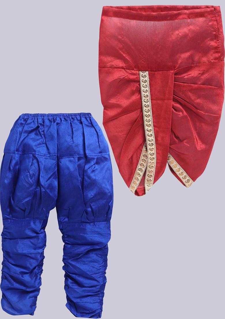 Multi Solid Silk Kurta Set For Boys - Indya