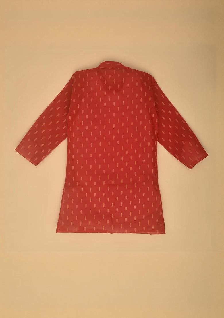 Maroon Embroidered Blended Kurta Set For Boys - Indya