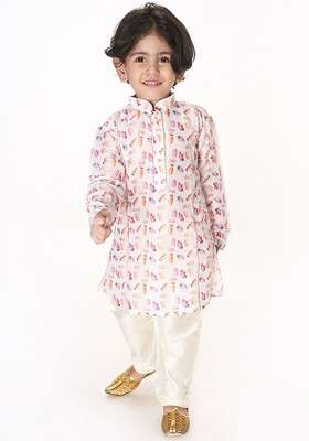 Multi Printed Blended Kurta Set For Boys