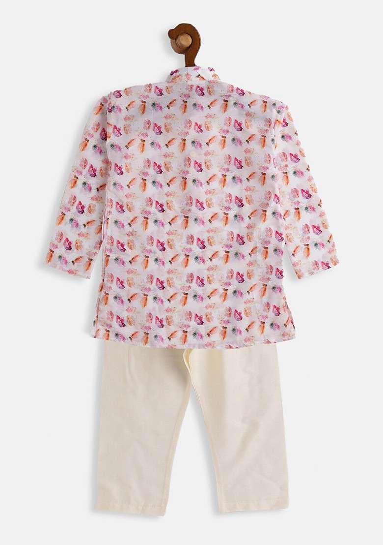 Multi Printed Blended Kurta Set For Boys - Indya