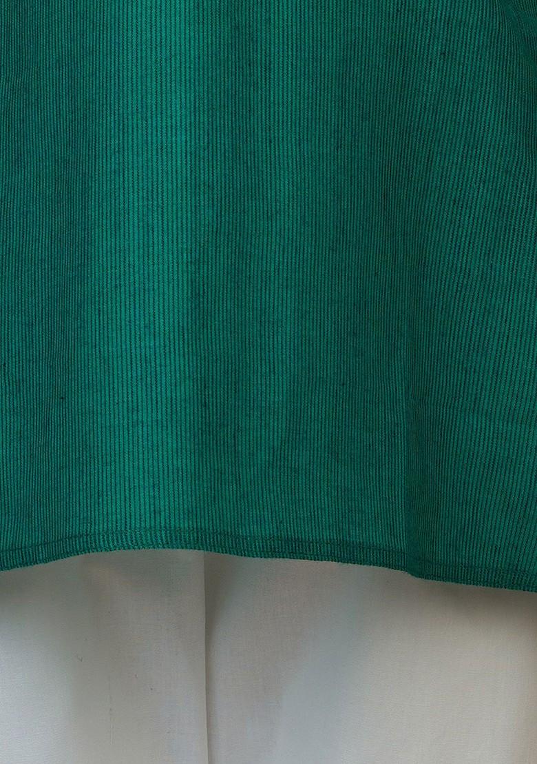 Green Embroidered Cotton Kurta Set For Boys - Indya