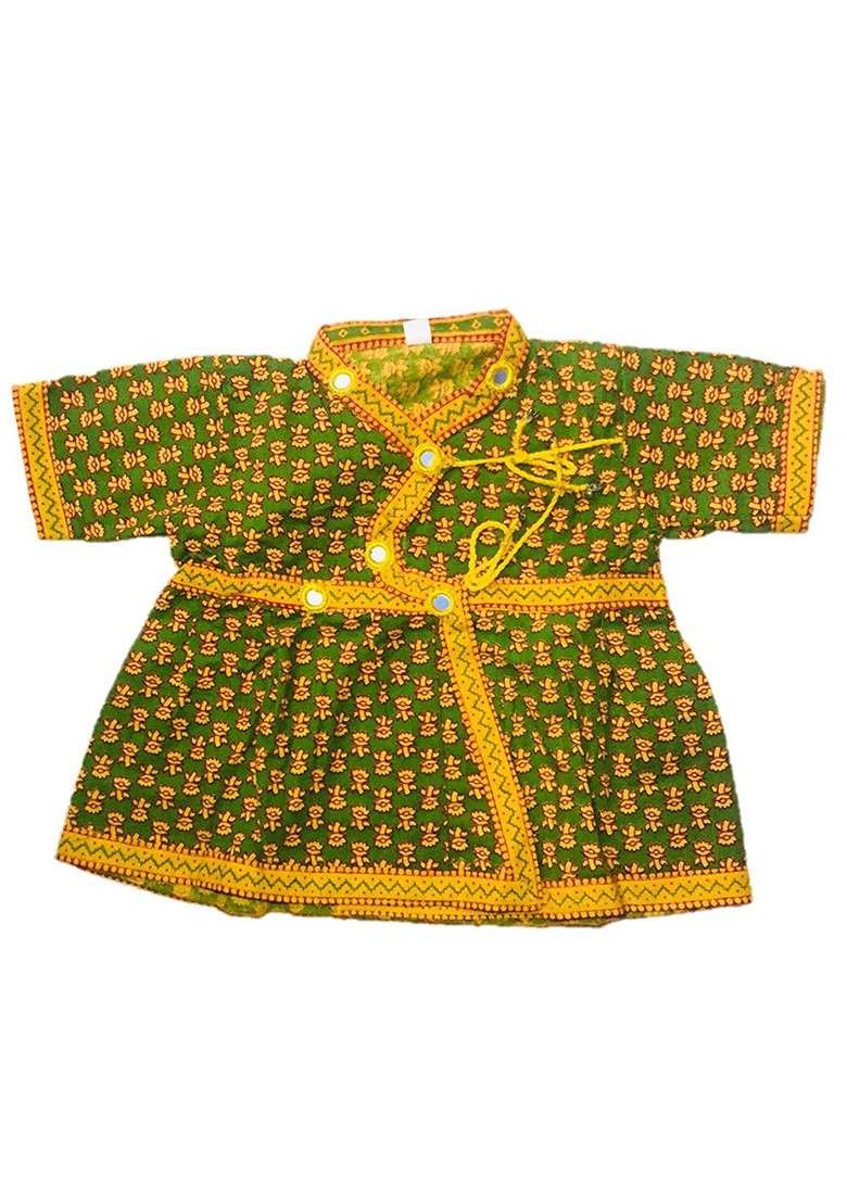 Green Printed Cotton Kurta Dhoti Set For Boys - Indya